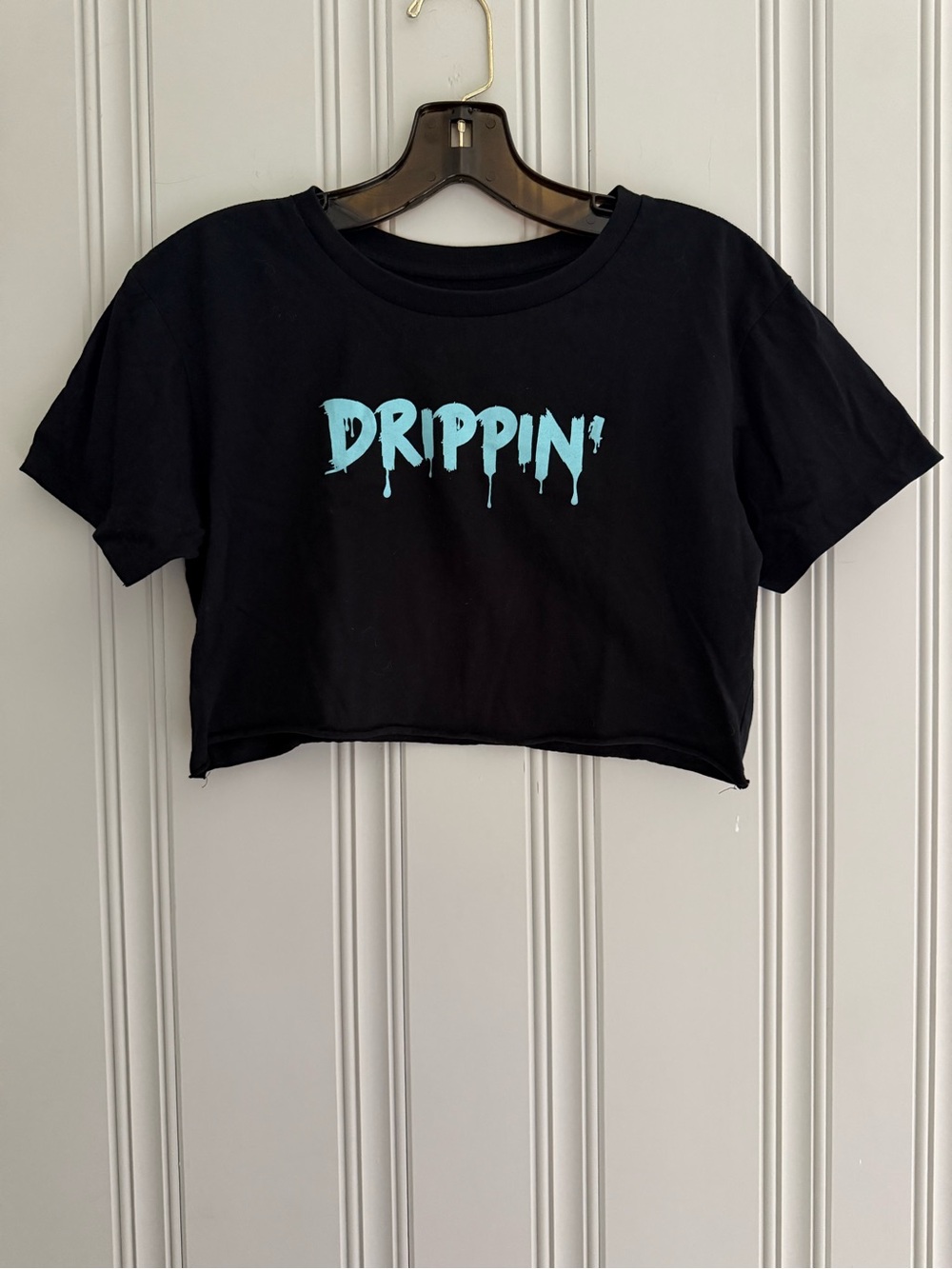 Charlotte Russe Black Tee with White Logo Print